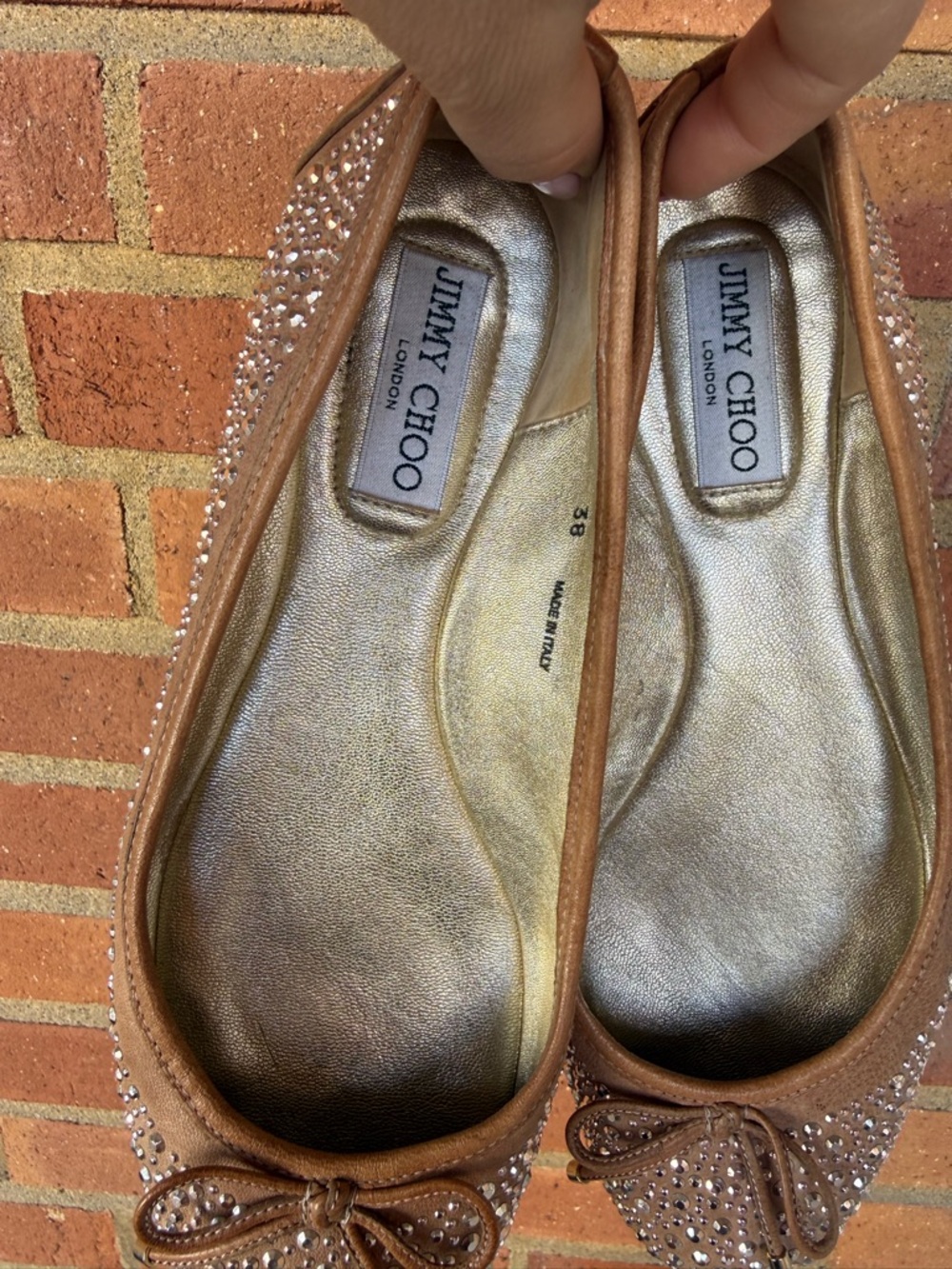 Jimmy Choo Nude Blush Crystal Embellished Ballet Flats - Picture 9 of 12